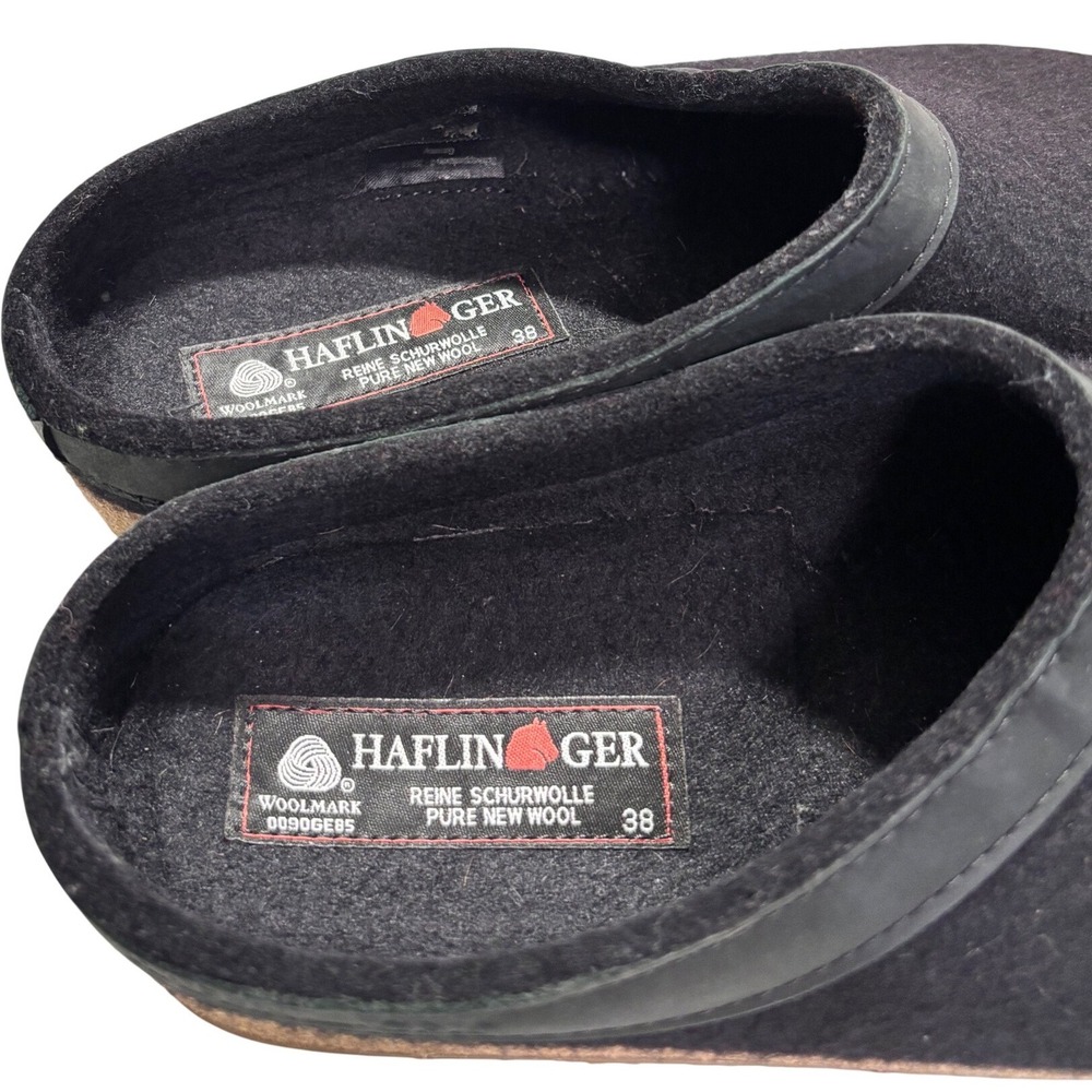 Haflinger Clogs Womens 38 Black Wool Cork Mules Slip On Shoes - Picture 5 of 9